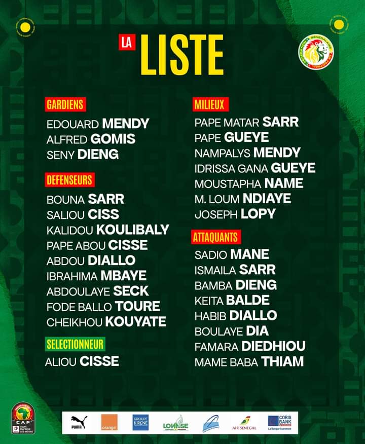 La La Liste de Aliou Cissé - Sénégal