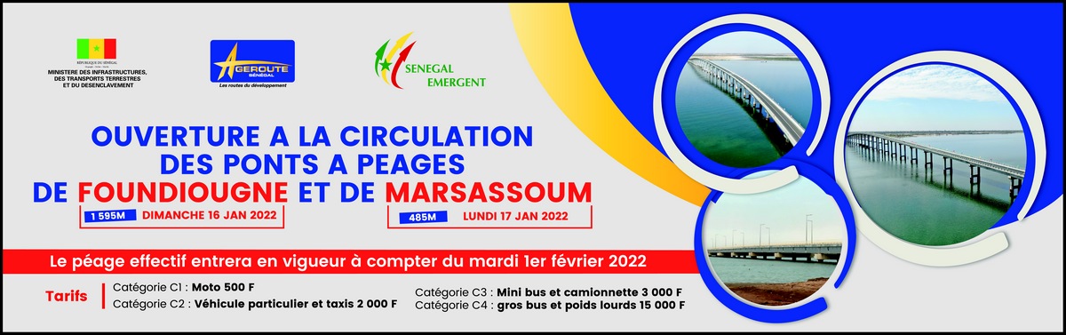 Ageroute-ouverture du pont de Foundiougne et de Marsassoum