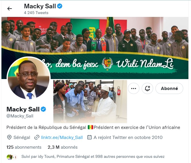 Classement des présidents les plus influents sur Twitter - Macky Sall, 7ème place en Afrique