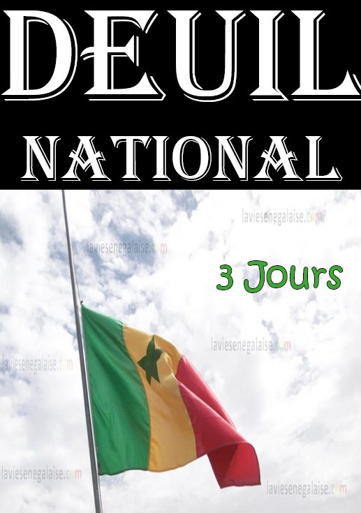 Deuil national -Drapeau en Berne au Sénégal