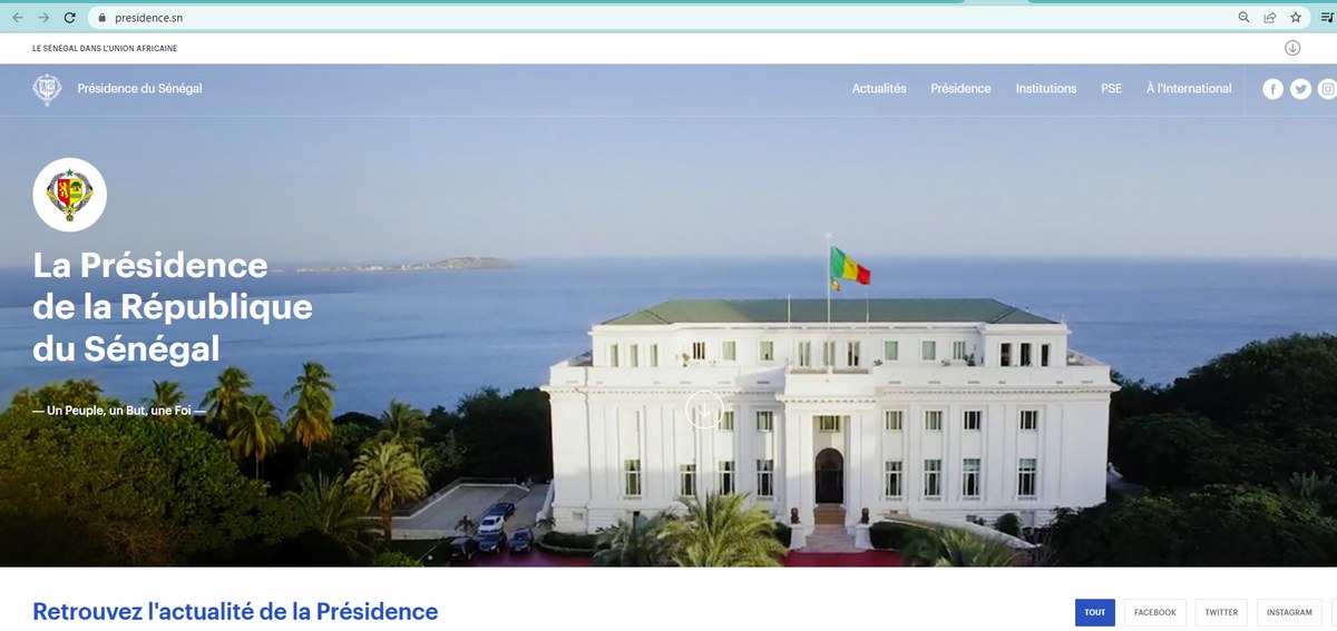 Affaire de Piratage - site internet de la Présidence de la République du Sénégal