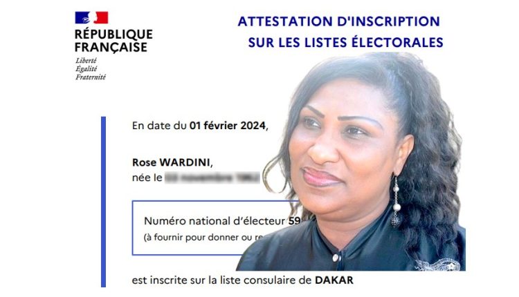 Le nom de Rose Wardini, candidate à la Présidentielle figure sur le fichier électoral français