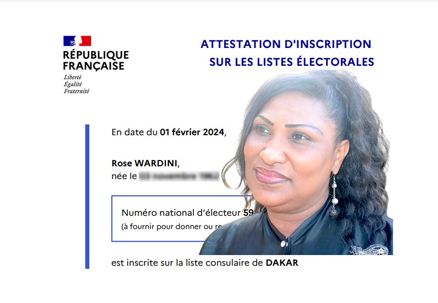 Le nom de Rose Wardini, candidate à la Présidentielle figure sur le fichier électoral français