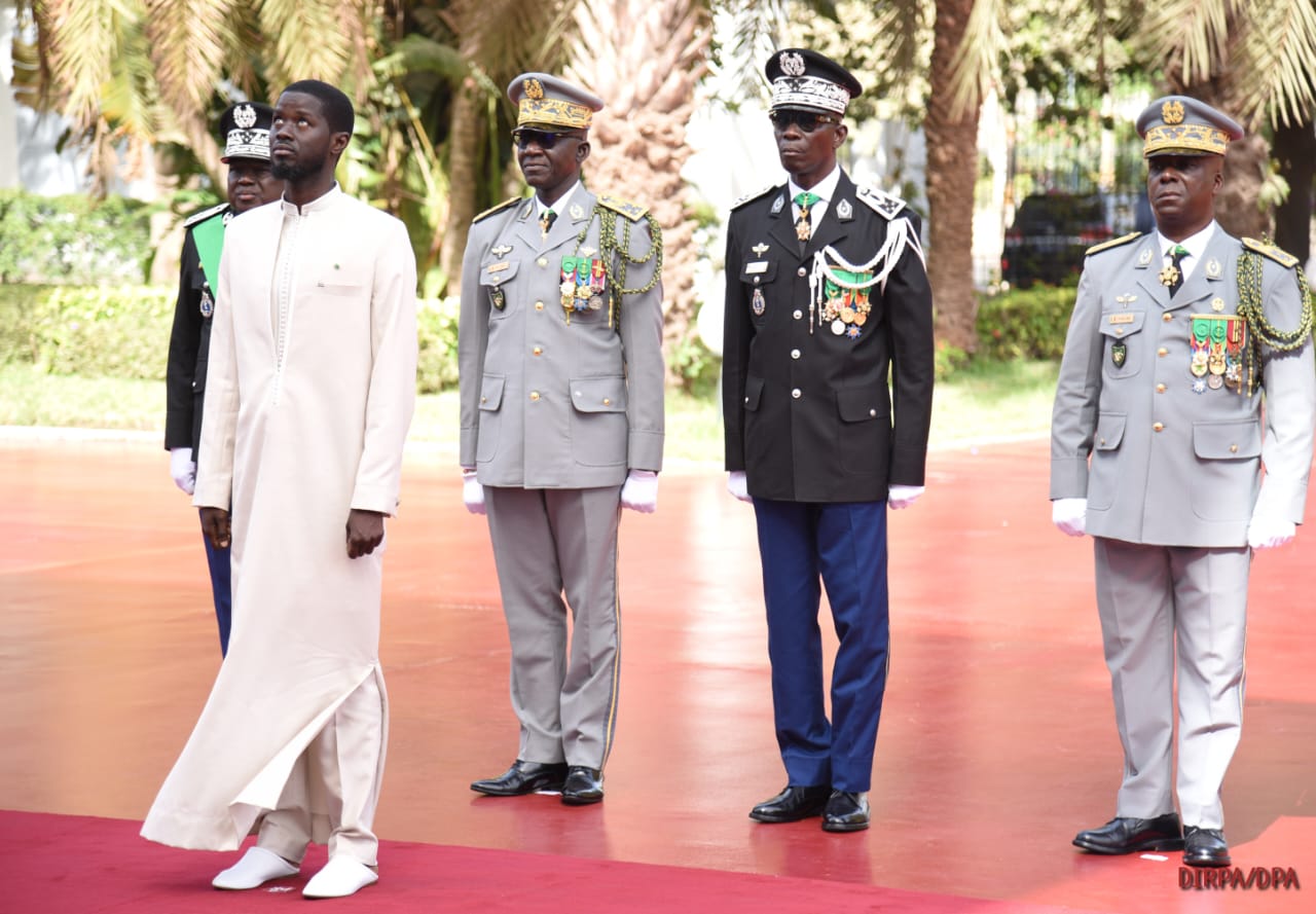 président de la République Bassirou Diomaye Faye à la cérémonie de levée des couleurs du 64e anniversaire de l’indépendance