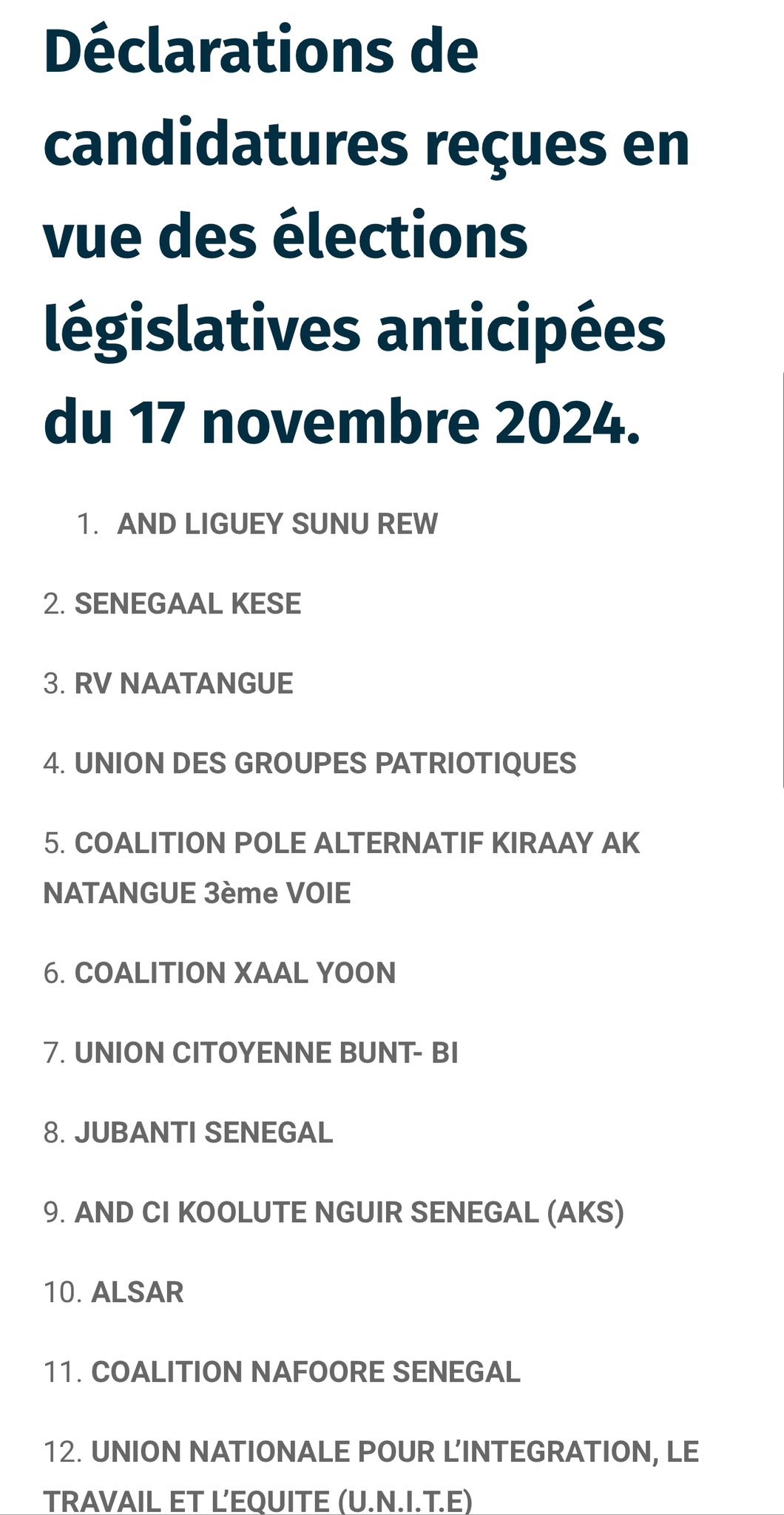 Législatives2024, 41 dossiers retenus par la Direction Générale des Elections Sénégal (1)